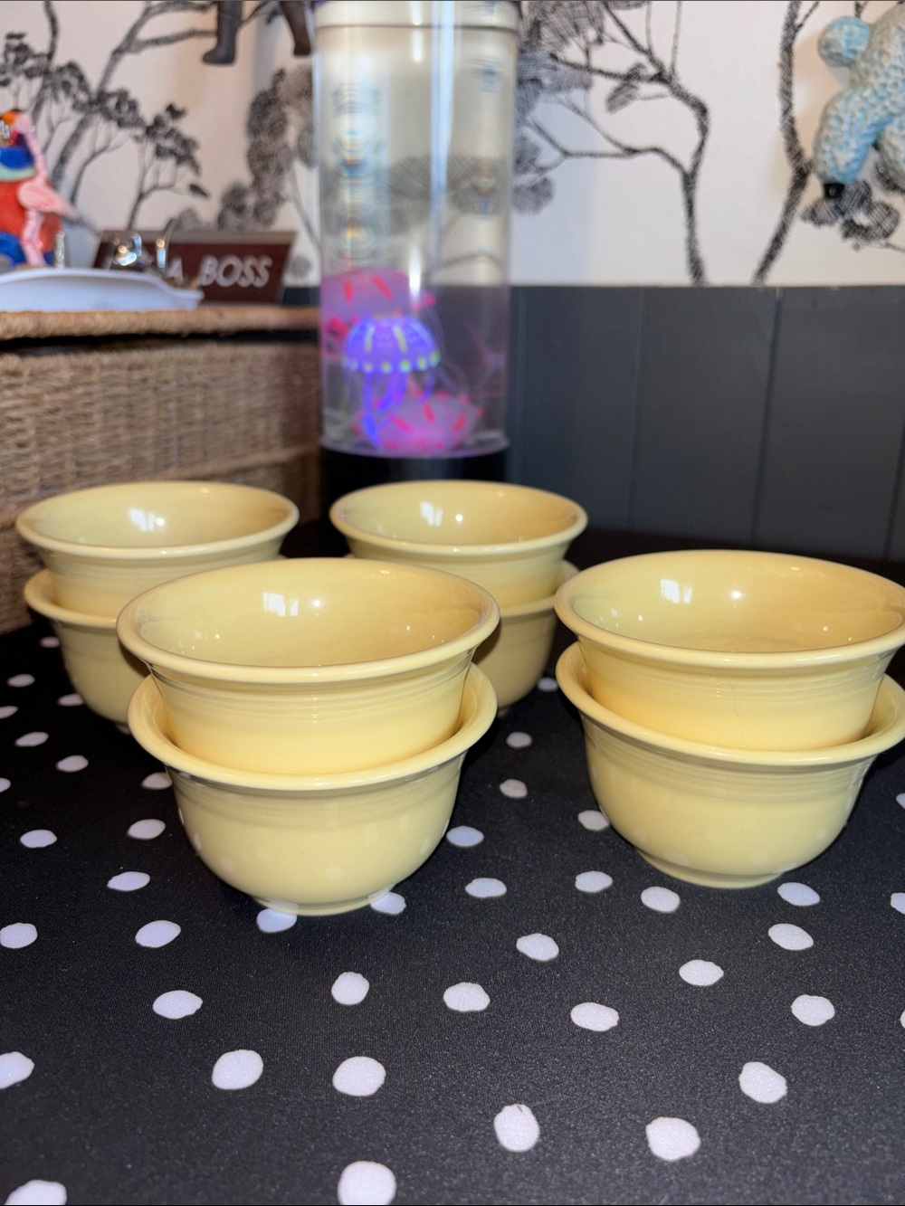 VINTAGE Fiesta Yellow set of 8 bouillon cups manufactured by Homer Laughlin Chin